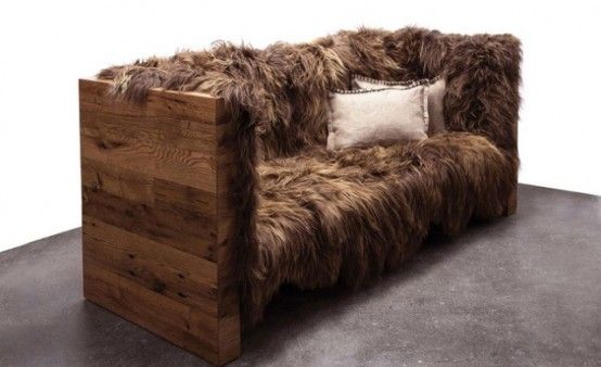 Long Wool Icelandic Sheepskin And Coyote Hide Furniture .
