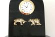 Bull and Bear Black Marble Clock for Stockbroker - Personalized Gi