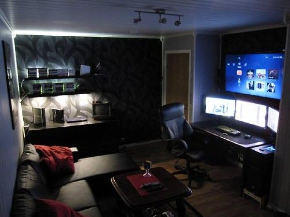 50 Masculine Man Cave Ideas Photo Design Guide | Video game rooms .