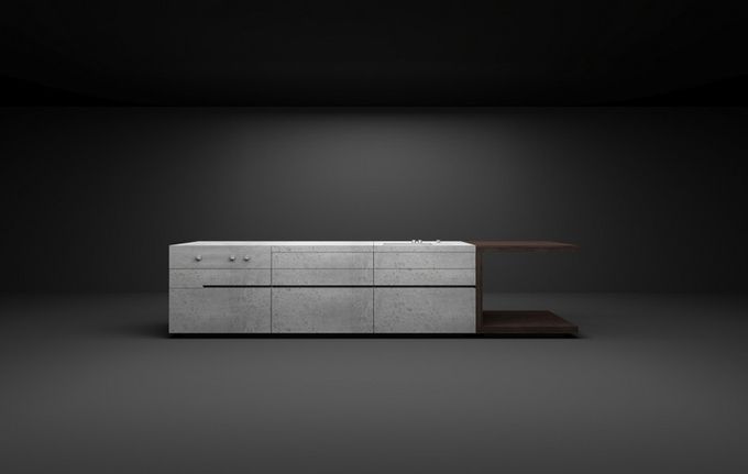 Masculine Kitchen Furniture Design Of Concrete And Dark Wood .