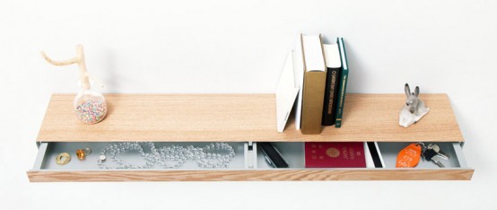 Minimalist Shelf With A Small Hidden Drawer - DigsDi