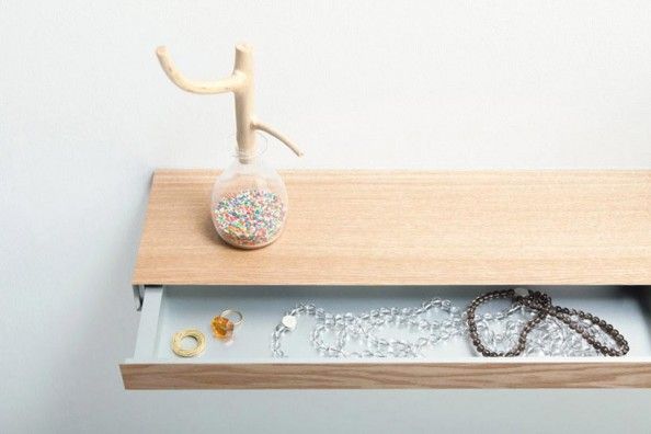 Wall Mounted Shelf with Small Hidden Compartment .
