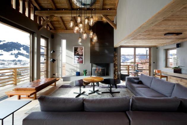 Contemporary Chalet Cyanella Mountain Cabin in French Alps .