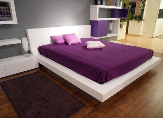 Modern Bedroom Design with Unusual Wall Shelves - DigsDi