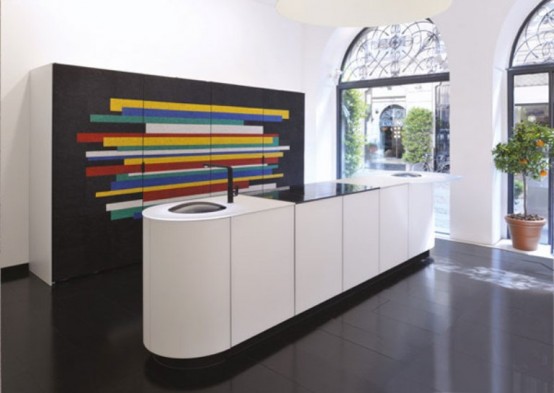 Modern Black And White Kitchen With Colorful Details by Gd Cucine