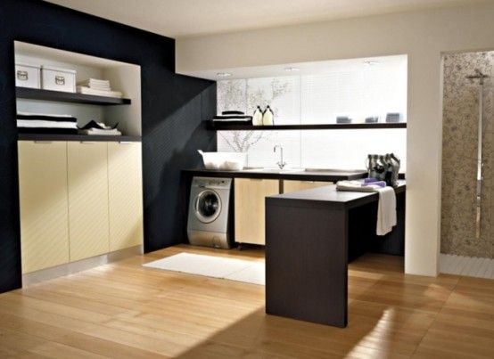 Wouldn't mind doing laundry here | Interieur, Tafel, Wasruim