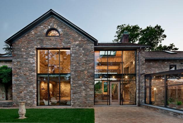 Modern Redesign Of Old Country Home with Antique Stone Walls and .