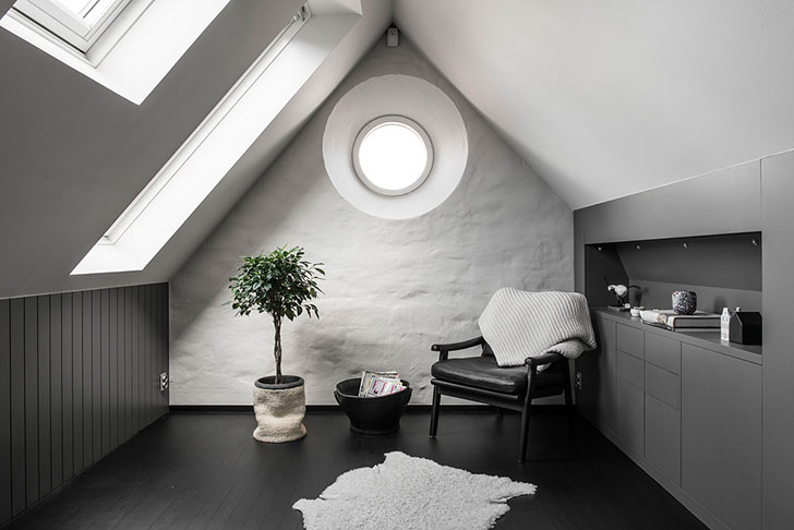 Attic apartment with unusual floor plan in Stockholm 〛 ◾ Фото .