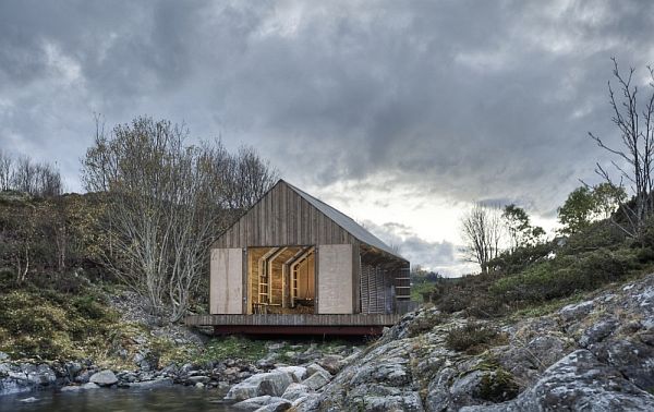 Traditional Norwegian boat house converted into summer hou