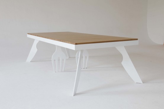 Original Dining Table With Fork- And Knife-Shaped Legs - DigsDi