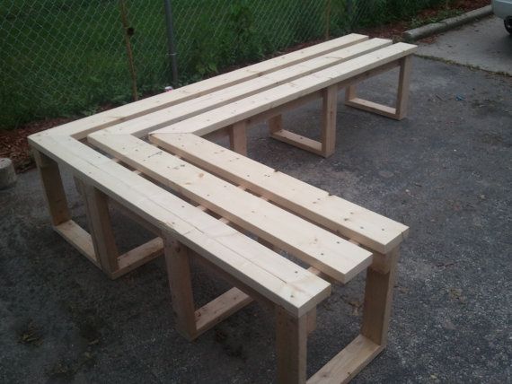 Items similar to Patio & Porch "L" Shaped Wood Bench .