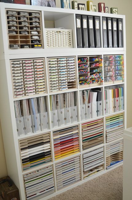 Paper Craft Storage in IKEA Shelving | Craft paper storage, Craft .