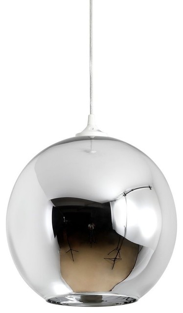 Mirror Ball Shade Pendant Lamp, Chrome, 25cm - Contemporary .