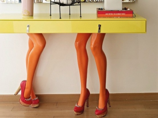 Playful BFF Console Tables With Sexy Girl Legs - DigsDi