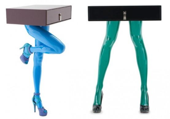 Playful BFF Console Tables With Sexy Girl Legs - DigsDi
