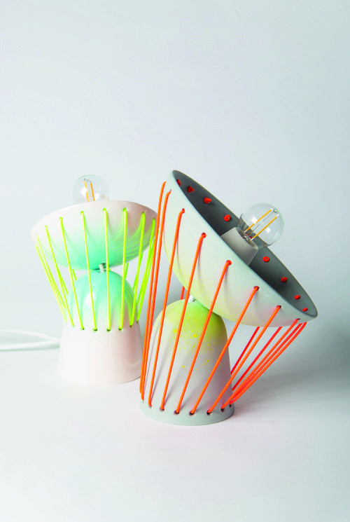 Elastic Lights is a collection of articulated ceramic lamps that .