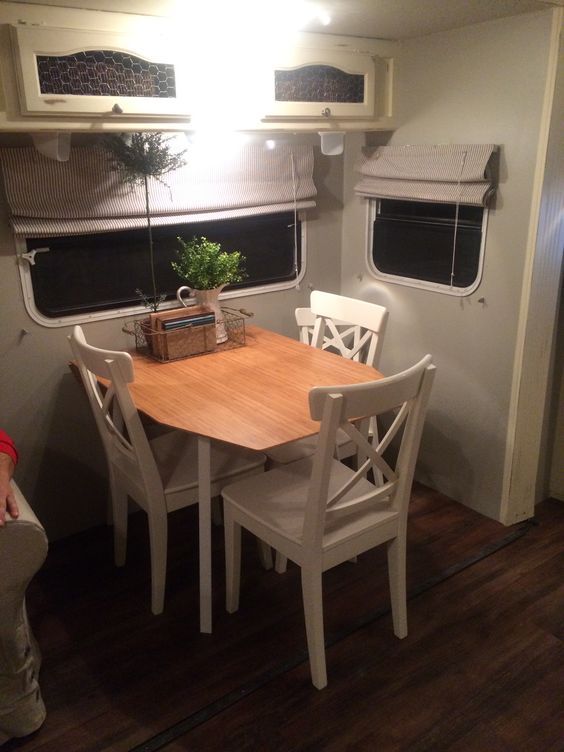 Dining table! IKEA, with toddler chair, Camper renovation finished .