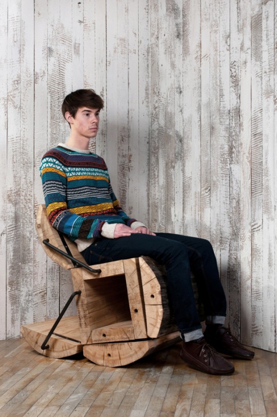 Rustic Eco-Friendly Chair Of An Oak Log - DigsDi