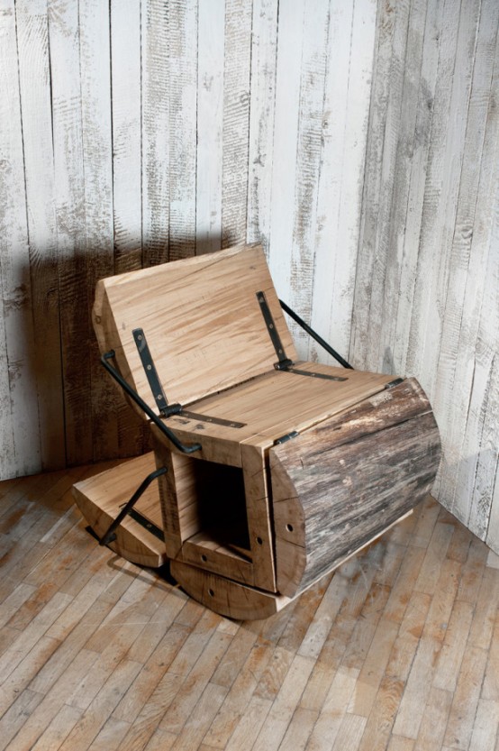 Rustic Eco-Friendly Chair Of An Oak Log - DigsDi