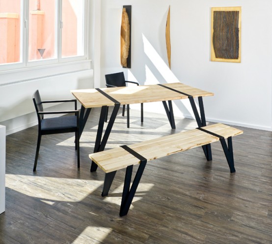 Simple Dining Table And Bench By Manuel Welsky - DigsDi