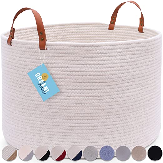 Amazon.com: OrganiHaus XXL Extra Large Cotton Rope Basket with .