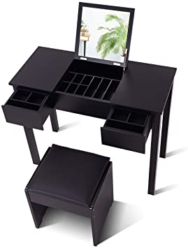 Amazon.com: Giantex Vanity Set with Flip Top Mirror and Cushioned .