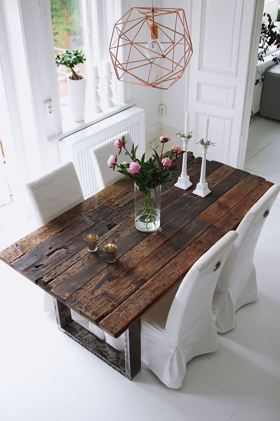 75 Modern Rustic Ideas and Designs | Farmhouse dining table .