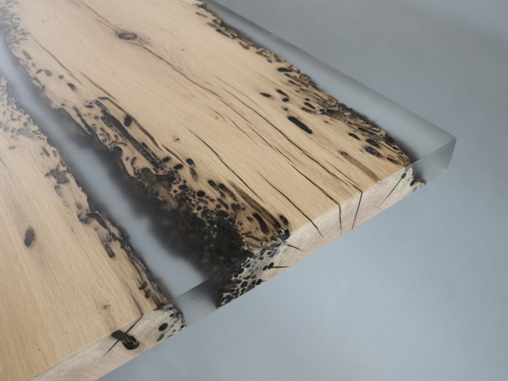 Chimenti Table | Natural live edge, Transparent resin, Natural wo