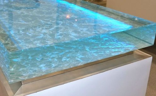 What a cool countertop!!! "Ocean Inspired Glass Kitchen Countertop .
