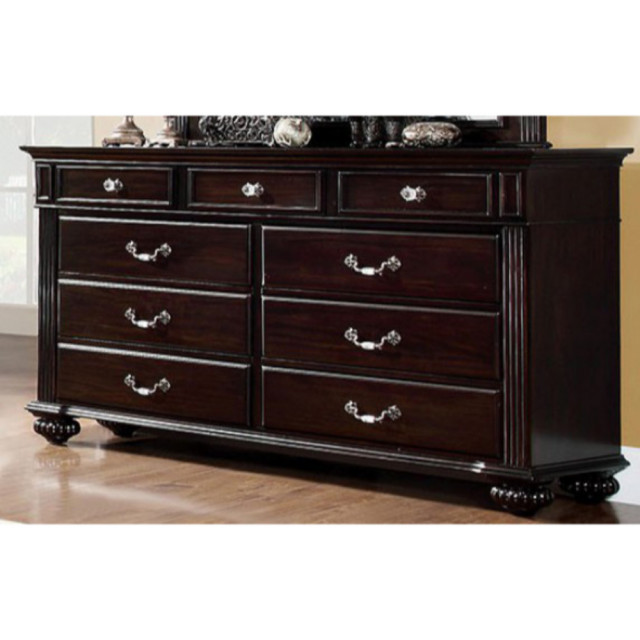 Ravishing Wooden Transitional Style Dresser, Dark Walnut Brown .
