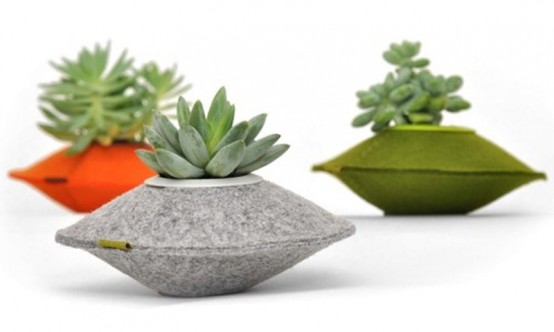Unusual Colorful Planters Of 100% Recycled Felt - DigsDi