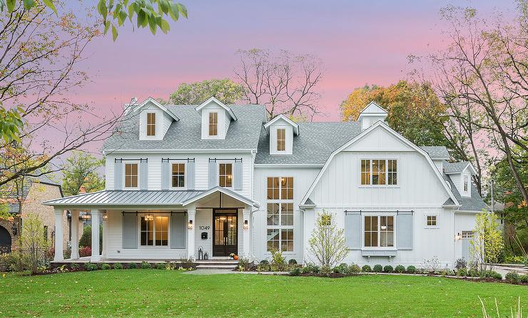 White Barn House Style Home - Transitional - Home Exteri