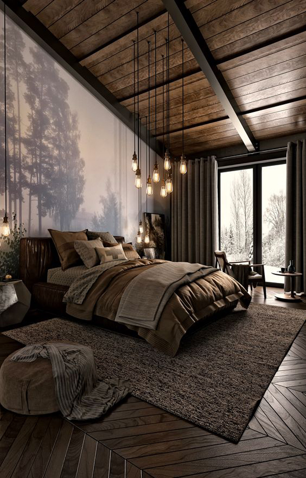 Luxury wooden bedroom decoration