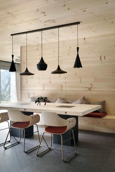 Modern wall made of light birch wood