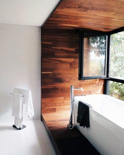 Wooden accent wall molding for the bathtub 