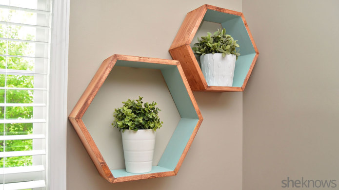DIY geometric wall shelves