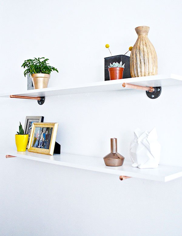 Chic and simple copper shelves