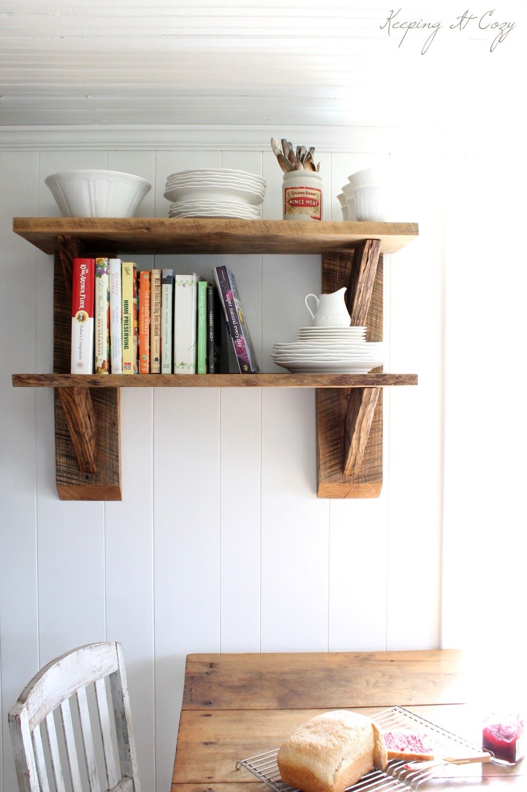 Rustic shelves made from reclaimed wood