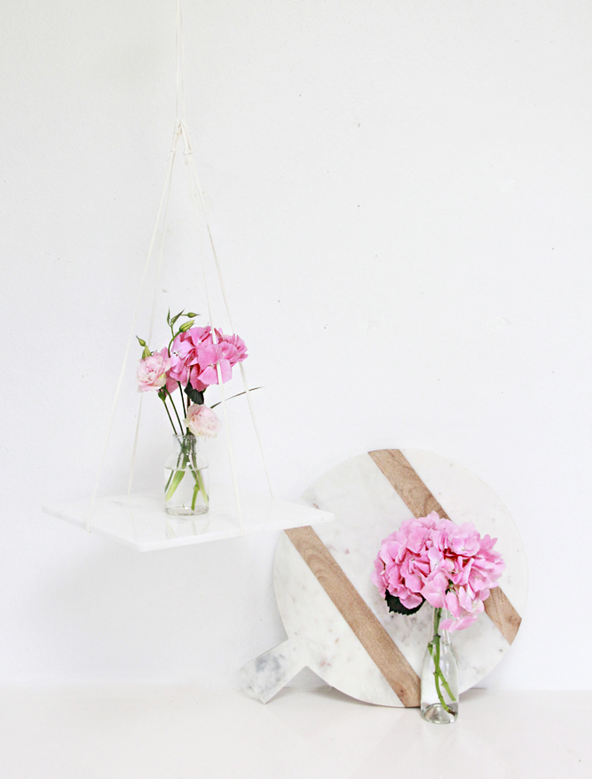 Hanging marble shelf - flower vase