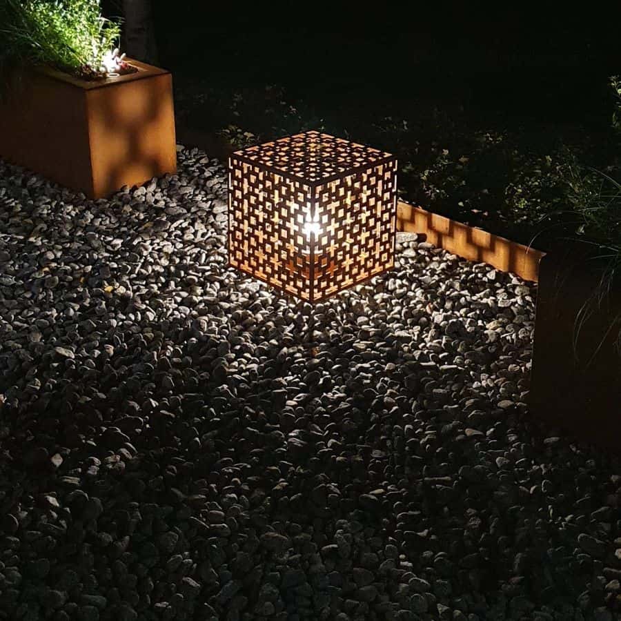 Copper Square Abstract Pattern Lighting Garden Decor Ideas 