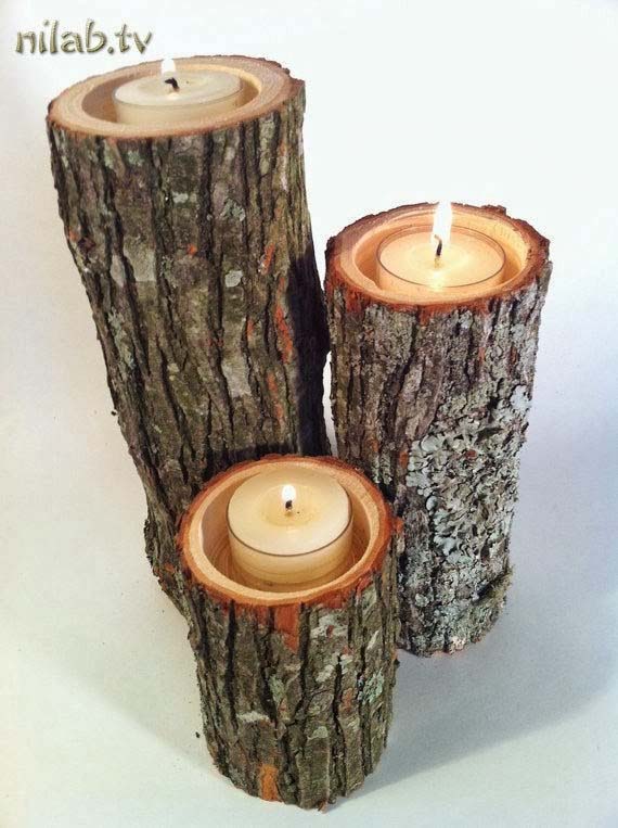 Wooden votive candle holder