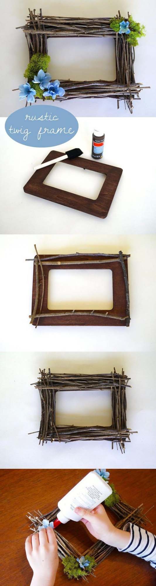 Picture frames made from sticks