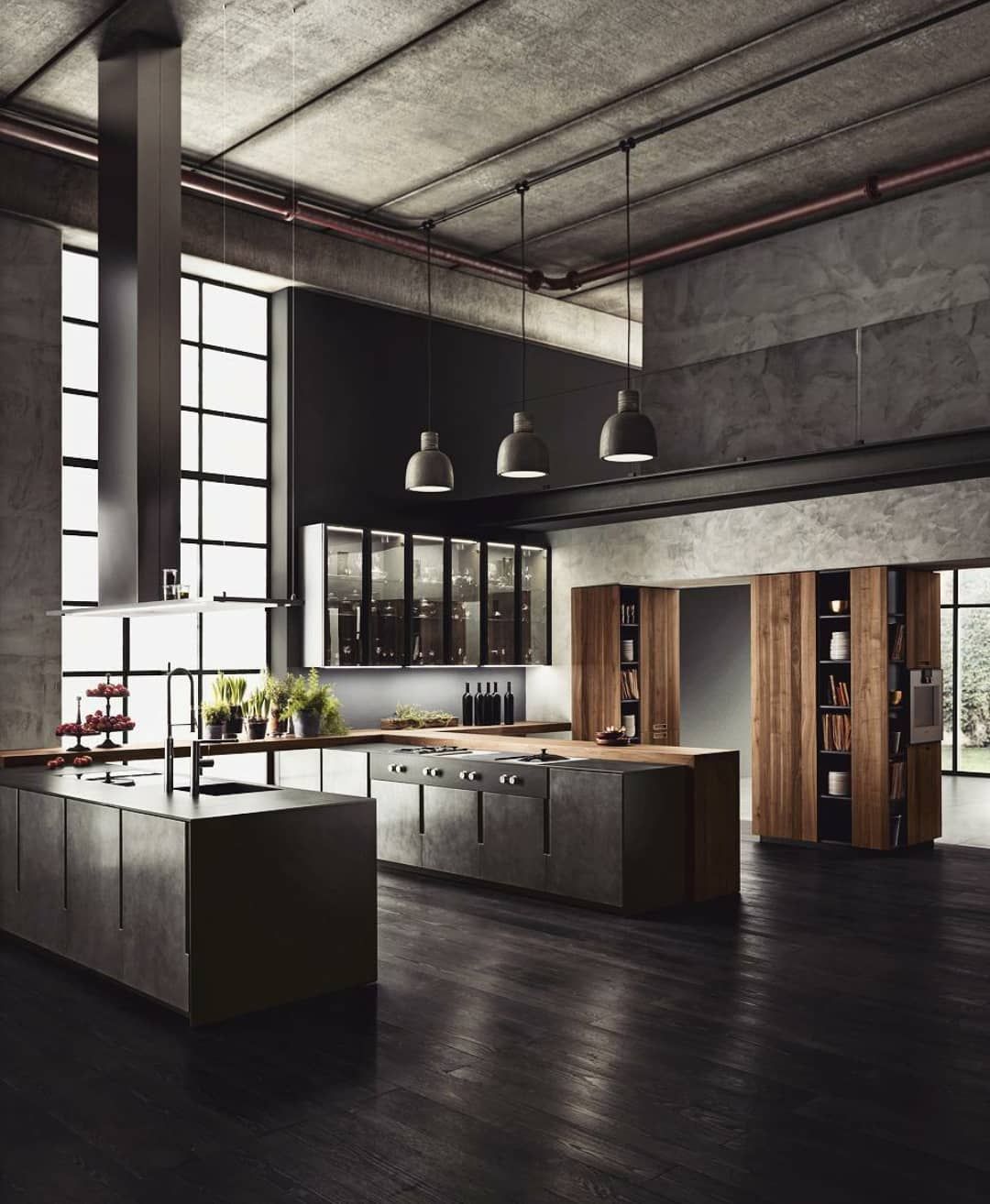 Black Wood Industrial Loft Chic and Modern Loft with Industrial Vibes in Dark Tones