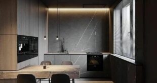 Minimalist Kitchen In Dark Gre