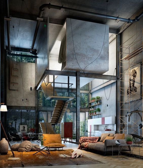 Industrial House Open Layout Unconventional Floor Plan Enhancing Industrial Home Design