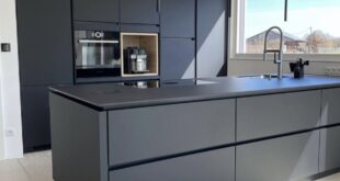 Minimalist Kitchen In Dark Gre