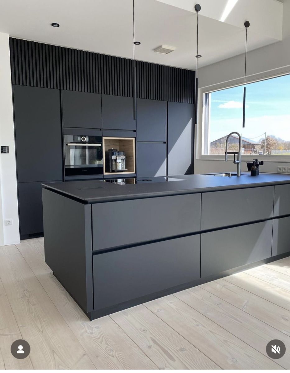 Minimalist Kitchen In Dark Gre Sleek and Sophisticated Dark Grey Kitchen Design