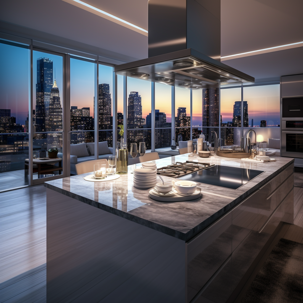 Modern Penthouse Apartment Luxurious Upscale Urban Living in Stunning High-Rise Loft with Breathtaking Views