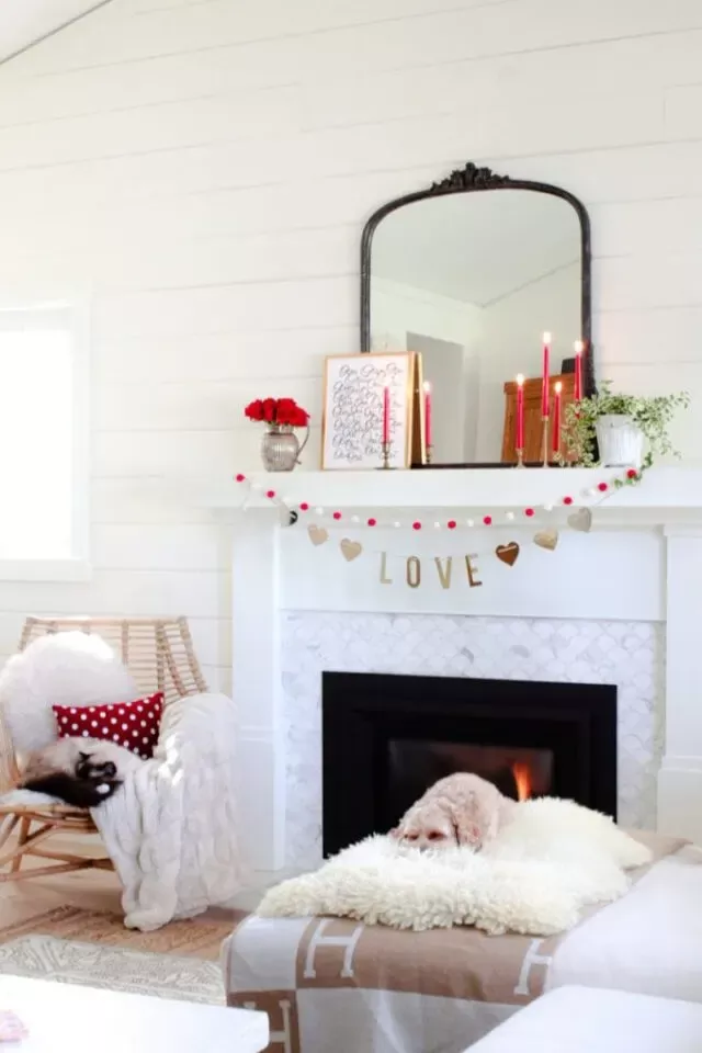 Valentines Day Mantel Decor Romantic Fireplace Ideas for February Love Theme